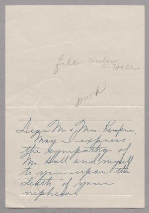 [Letter from Betty and Hulon C. Hall to Jeane and D. W. Kempner, October 24, 1953]