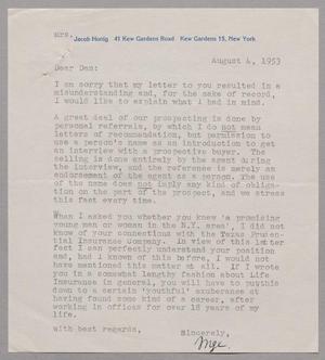[Letter from Inge Honig to D. W. Kempner, August 4, 1953]