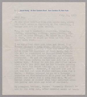 [Letter from Inge Honig to D. W. Kempner, July 25, 1953]