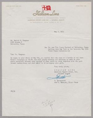 [Letter from Italian Line to D. W. Kempner, May 7, 1953]