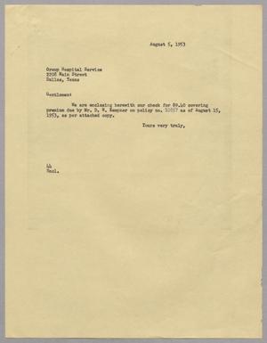 [Letter from A. H. Blackshear, Jr. to Group Hospital Service, August 5, 1953]