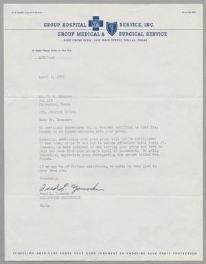 [Letter from Fred L. Younker to Daniel W. Kempner, April 3, 1953]