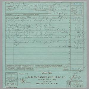 [Invoice for Repairs made by D. B. McDaniel Cadillac Co., Order 15103]