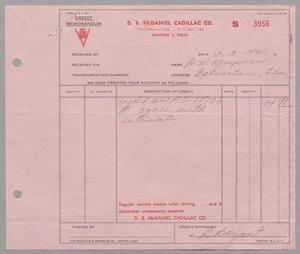 [Invoice for Credit on Car, December 1952]