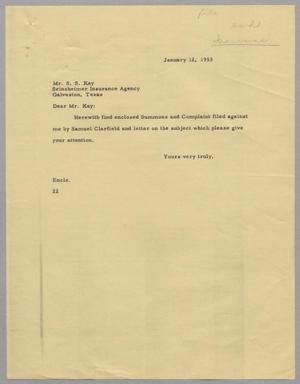 [Letter from Daniel W. Kempner to S. S. Kay, January 12, 1953]