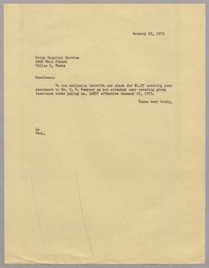 [Memorandum from Blackshear, A. H., Jr., January 12, 1953]