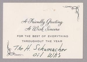 [Greeting Card from the H. Schumacher Oil Works, December 1953]