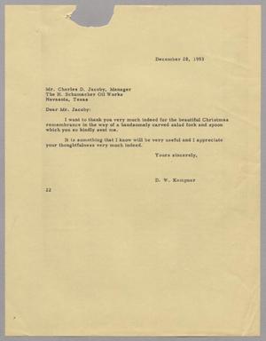 [Letter from Daniel W. Kempner to Charles D. Jacoby, December 28, 1953]