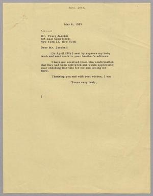 [Letter from Mrs. DWK to Tracy Jaeckel, May 6, 1953]