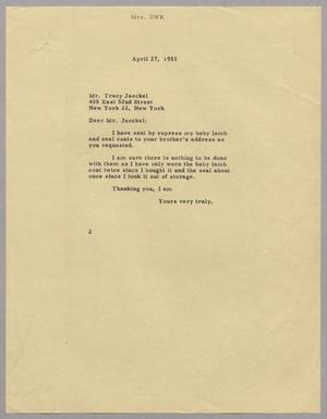 [Letter from Mrs. DWK to Tracy Jaeckel, April 27, 1953]