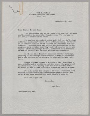 Primary view of object titled '[Letter from Sara Weston to Ike and Henny Kempner, December 14, 1953, Copy]'.