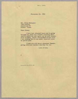[Letter from Mrs. DWK to Dinny Kempner, November 23, 1953]