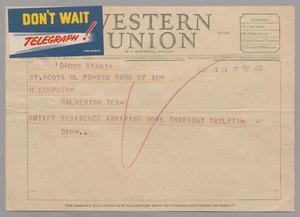 [Telegram from Daniel W. Kempner to H. Kempner, November 11, 1955]