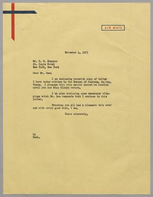 [Letter from A. H. Blackshear, Jr. to Daniel W. Kempner, November 4, 1953]