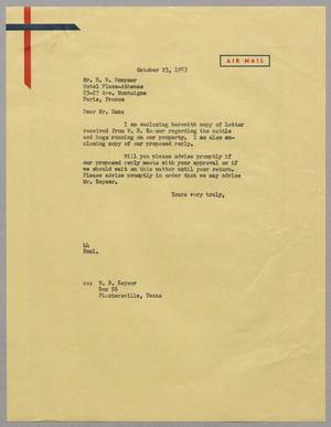 [Letter from A. H. Blackshear, Jr. to Daniel W. Kempner, October 23, 1953]