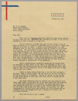 [Letter from Isaac H. Kempner to Daniel W. Kempner, October 14, 1953]