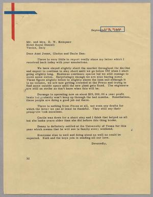 Primary view of object titled '[Letter from Harris Leon Kempner to Mr. and Mrs. Kempner, September 16, 1953]'.