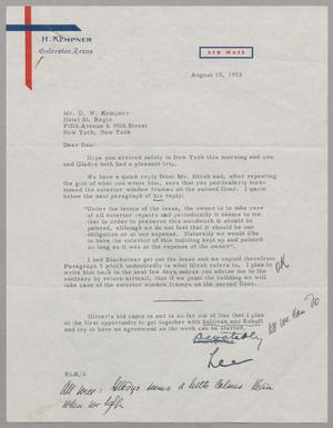 [Letter from R. Lee Kempner to Daniel W. Kempner, August 19, 1953]