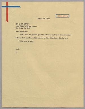 [Letter from Kempner, Harris Leon to D. W. Kempner, August 19, 1953]