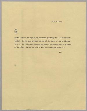 [Letter from Isaac H. Kempner to Daniel, Harris Kempner, and R. I. Mehan July 8, 1953]