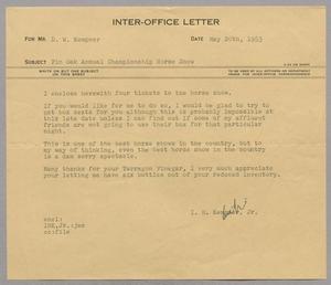 [Inter-Office Letter from Isaac Herbert Kempner, Jr., to Daniel Webster Kempner, May 26, 1953]