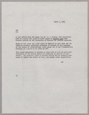 [Letter from Isaac H. Kempner to Daniel W. Kempner and R. Lee Kempner, March 5, 1953]