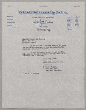 [Letter from Lykes Bros. Steamship Co., Inc. to Albertine Yeager Day Nursery, December 10, 1953]