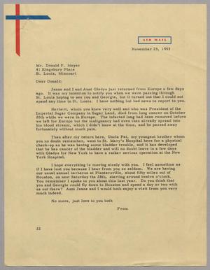 [Letter from Daniel W. Kempner to Donald F. Meyer, November 23, 1953]