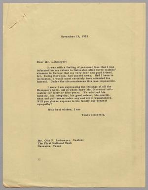 [Letter from Daniel W. Kempner to Otto F. Lohmeyer, November 13, 1953]