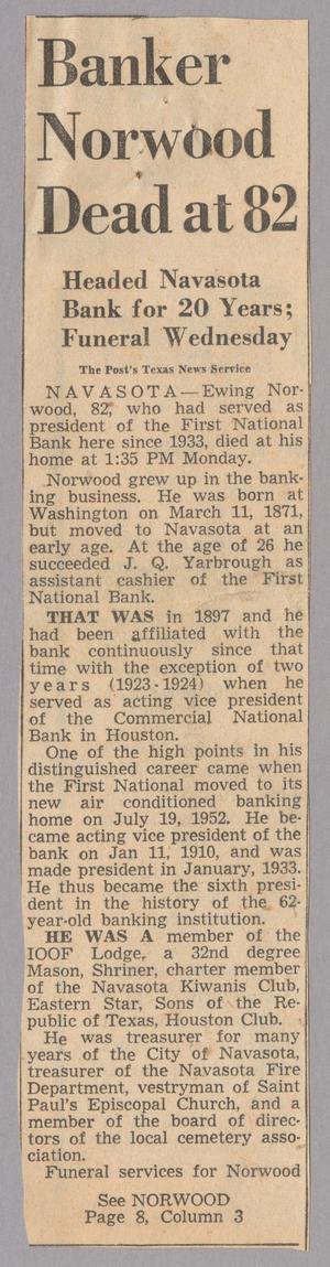 [Clipping: Banker Norwood Dead at 82]