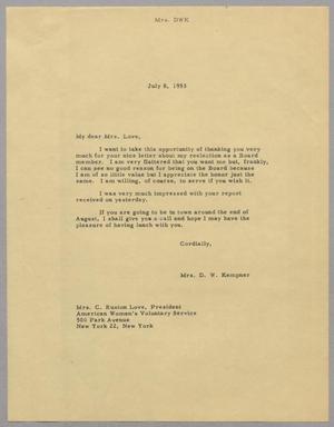 [Letter from Daniel W. Kempner to C. Ruxton Love , July 8, 1953]
