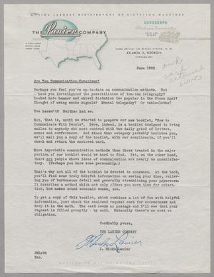 [Letter from the Lanier Company, June 1953]