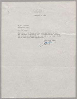 [Letter from Jackson B. Love to D. W. Kempner, February 3, 1953]