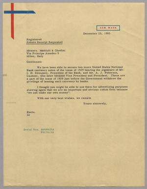 Primary view of object titled '[Letter from D. W. Kempner to Messrs. Mattioli & Ghedini, December 23, 1953]'.