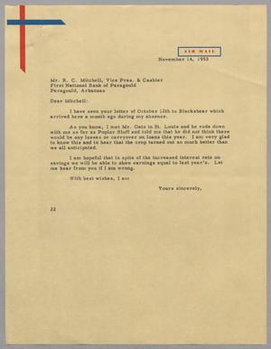 Primary view of object titled '[Letter from D. W. Kempner to R. C. Mitchell, November 14, 1953]'.