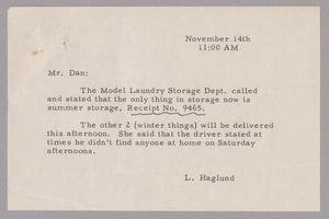 [Letter from L. Haglund to Dan, November 14, 1953]