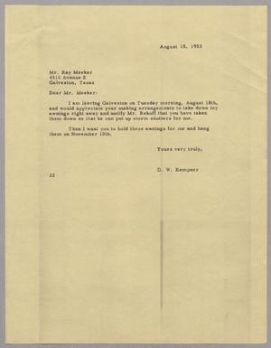 [Letter from Daniel W. Kempner to Ray Meeker, August 15, 1953]