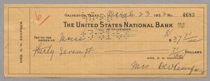 [Check from Jeane Bertig Kempner to Mosse Linens, March 23, 1953]