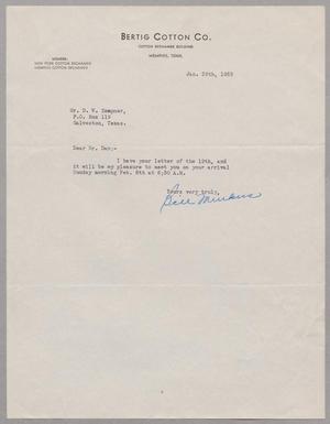 Primary view of object titled '[Letter from Bertig Cotton Co. to D. W. Kempner, January 26, 1953]'.