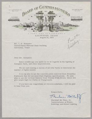 [Letter from Marshall McNeel, Jr. to Isaac H. Kempner, August 10, 1953]