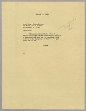 [Letter from Daniel W. Kempner to Hattie Kempner, March 26, 1953]
