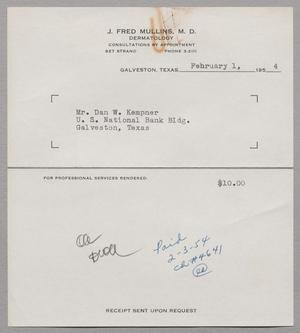 [Invoice for Dermatology Consultation, February 1, 1954]