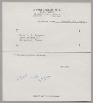 [Invoice for Dermatology Consultation, January 1, 1954]