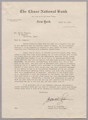 [Letter from Walter H. Wightman to Daniel W. Kempner, April 24, 1953]