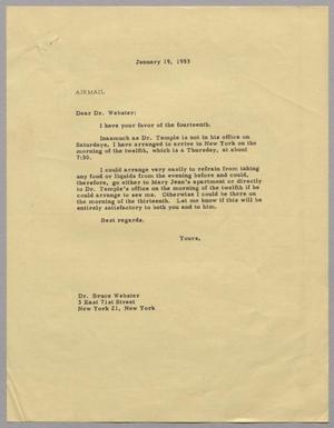 [Letter from D. W. Kempner to Dr. Bruce Webster, January 19, 1953]