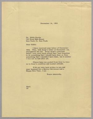 [Letter from D. W. Kempner to Dr. Edith Peritz, December 14, 1953]