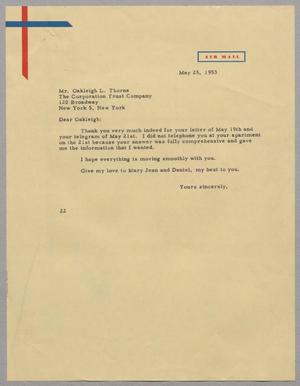 [Letter from Daniel W. Kempner to Oakleigh L. Thorne, May 25, 1953]