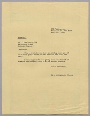 [Letter from Mary Jean Thorne to Peal and Company, March 23, 1953]