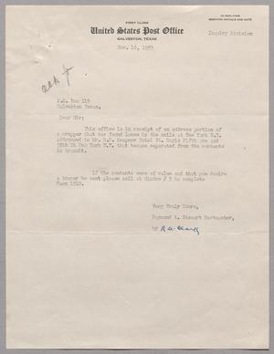 [Letter from United States Post Office to D. W. Kempner, November 16, 1953]
