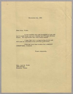 [Letter from D. W. Kempner to Mrs. Lee M. Webb, December 23, 1953]